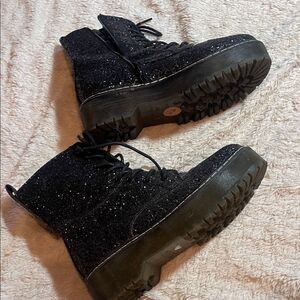 Union Bay Black chunky  Glitter platform  Combat Boots size 7 1/2